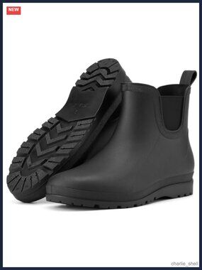 Men's Waterproof Lightweight Chelsea Ankle Rain Boots PVC Slip-On Deck Boot